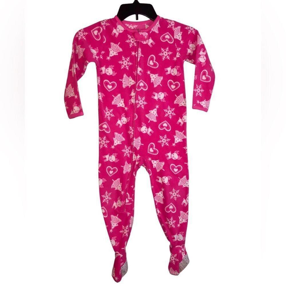 Child of Mine Carter's Pink SZ 4T Christmas One Piece Reindeer Christmas Tree